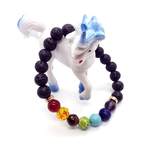 Lava Rock Aromatherapy Diffuser 7 Chakra Bracelet - Picture 4 of 6